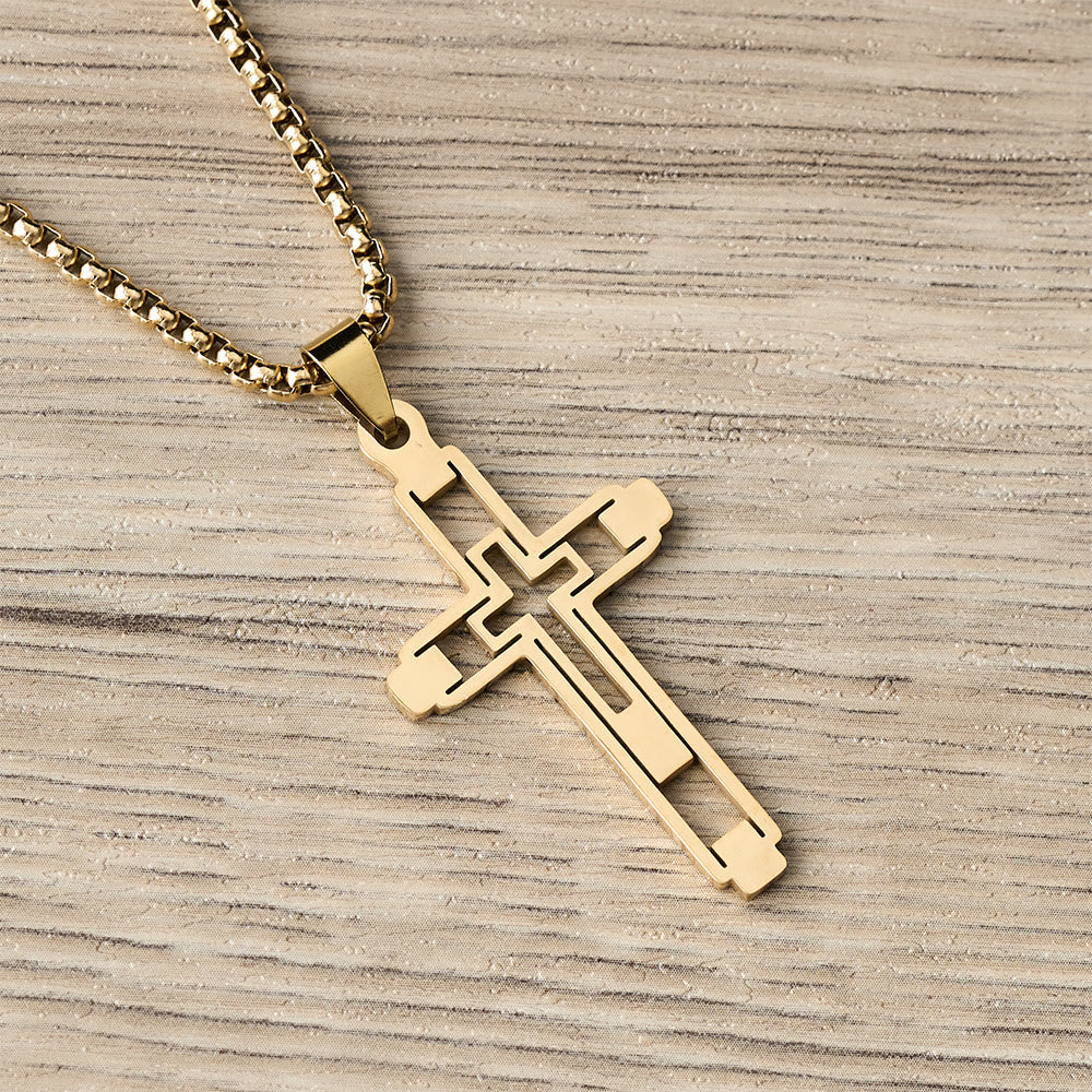 Christianartworkshop Geometrische Hohlkreuz-Statement-Halskette: Symbol der Hingabe und spirituellen Führung - Gold - image 5