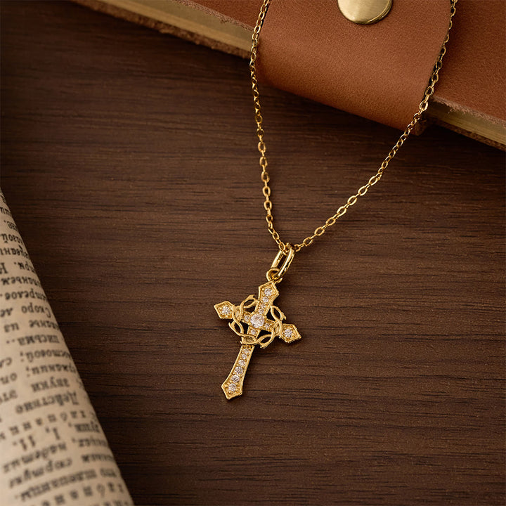 Christianartworkshop Funkelnde geometrische Kreuzkette: Ein Symbol ewiger Hoffnung und göttlichen Schutzes - Gold - image 2