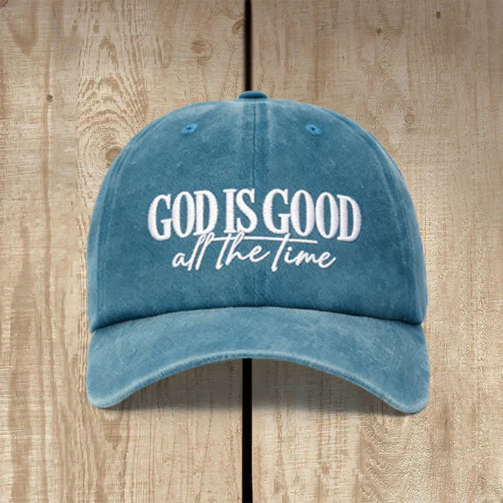 Christianartworkshop Bestickte Baseballkappe „Gott ist immer gut“ (gewaschen) - Lake Blue - image 4
