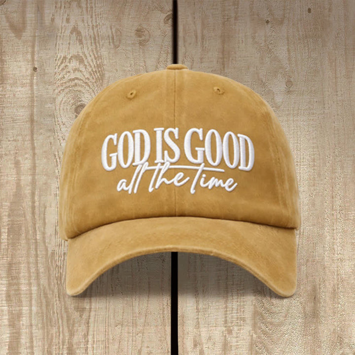 Christianartworkshop Bestickte Baseballkappe „Gott ist immer gut“ (gewaschen) - Gelb - image 1