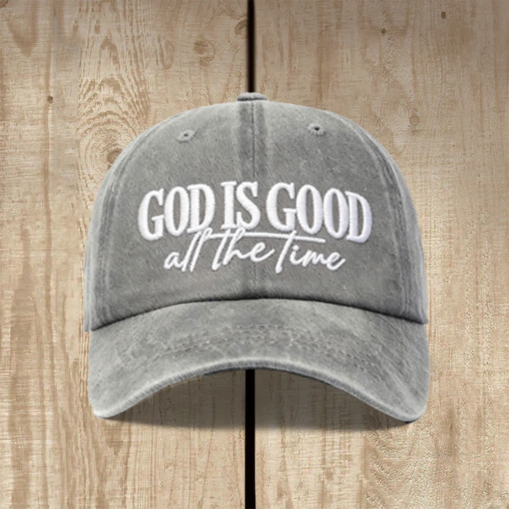 Christianartworkshop Bestickte Baseballkappe „Gott ist immer gut“ (gewaschen) - Grau - image 2