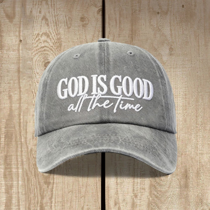 Christianartworkshop Bestickte Baseballkappe „Gott ist immer gut“ (gewaschen) - Grau - image 2