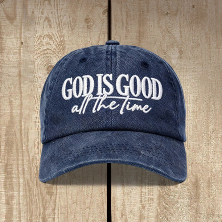 Christianartworkshop Bestickte Baseballkappe „Gott ist immer gut“ (gewaschen) - Marineblau - image 3