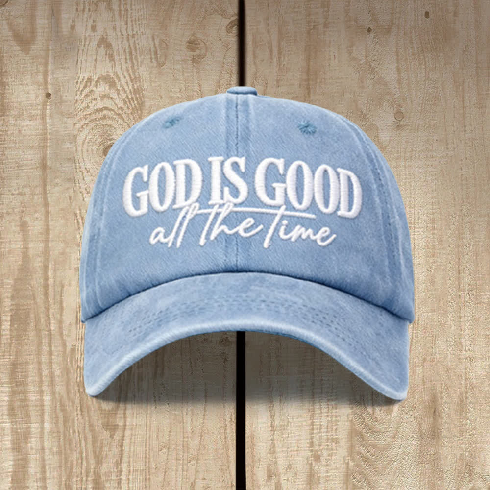 Christianartworkshop Bestickte Baseballkappe „Gott ist immer gut“ (gewaschen) - Hellblau - image 5