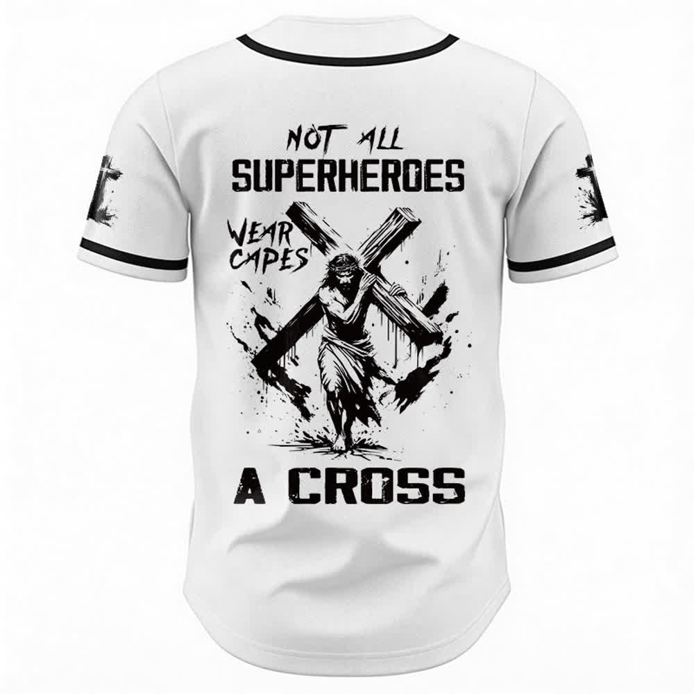 Christianartworkshop Nicht alle Superhelden tragen Umhänge Ein Kreuz Unisex Baseballtrikot - image 5