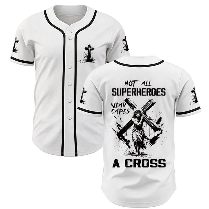 Christianartworkshop Nicht alle Superhelden tragen Umhänge Ein Kreuz Unisex Baseballtrikot - Weiß - 5XL - image 0