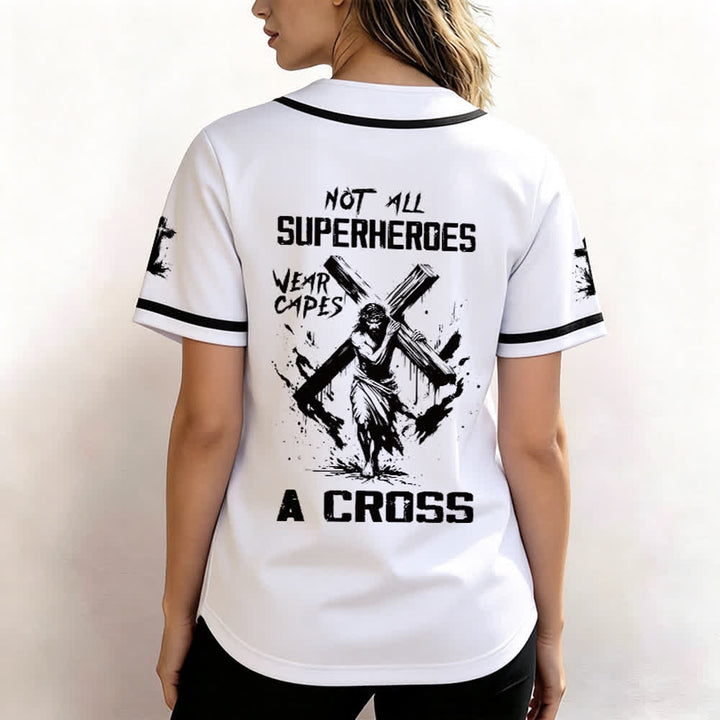 Christianartworkshop Nicht alle Superhelden tragen Umhänge Ein Kreuz Unisex Baseballtrikot - image 3