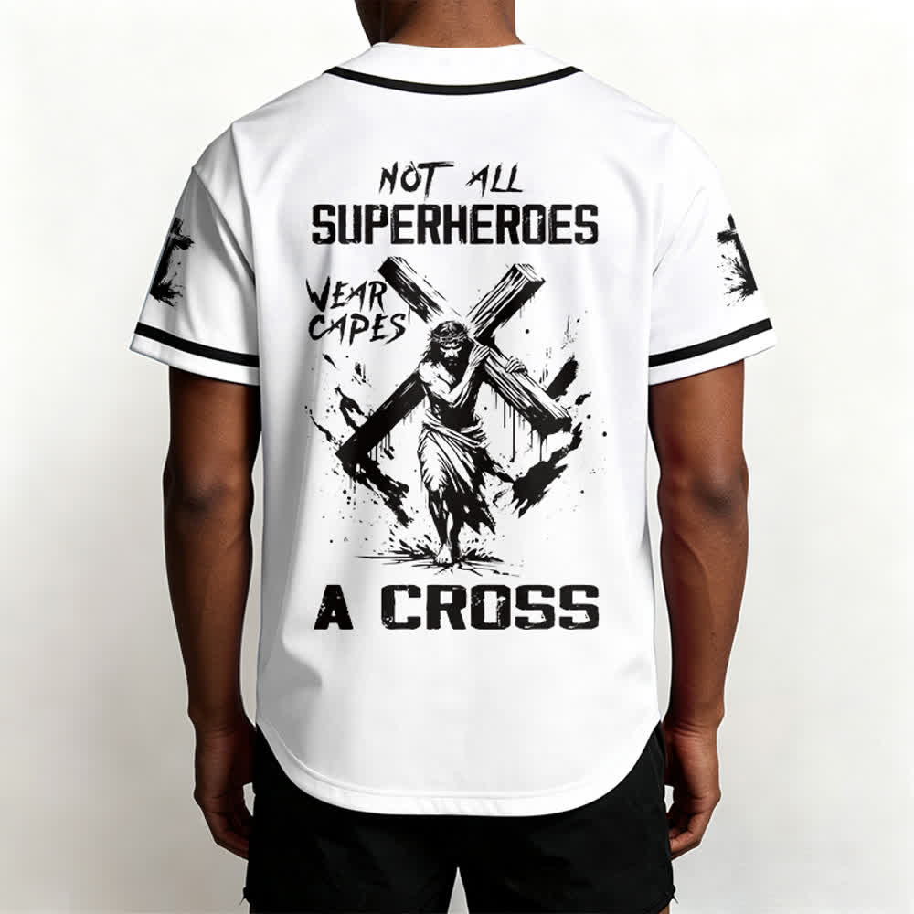 Christianartworkshop Nicht alle Superhelden tragen Umhänge Ein Kreuz Unisex Baseballtrikot - image 1