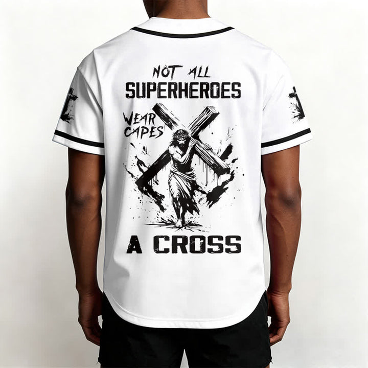 Christianartworkshop Nicht alle Superhelden tragen Umhänge Ein Kreuz Unisex Baseballtrikot - image 1