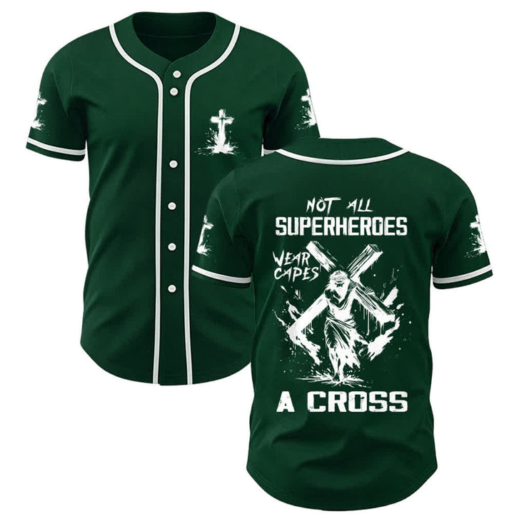 Christianartworkshop Nicht alle Superhelden tragen Umhänge Ein Kreuz Unisex Baseballtrikot - Grün - 5XL - image 22