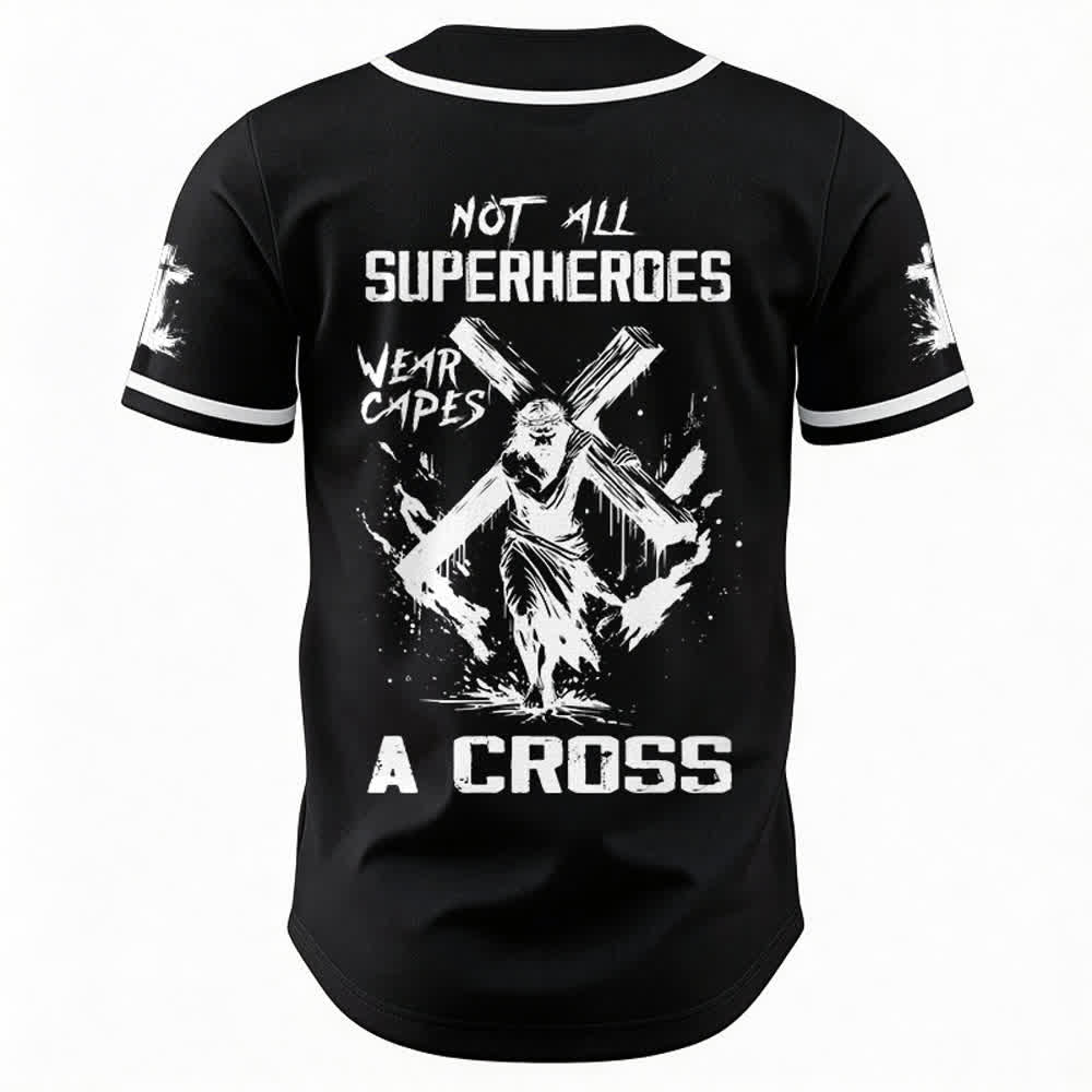 Christianartworkshop Nicht alle Superhelden tragen Umhänge Ein Kreuz Unisex Baseballtrikot - image 8
