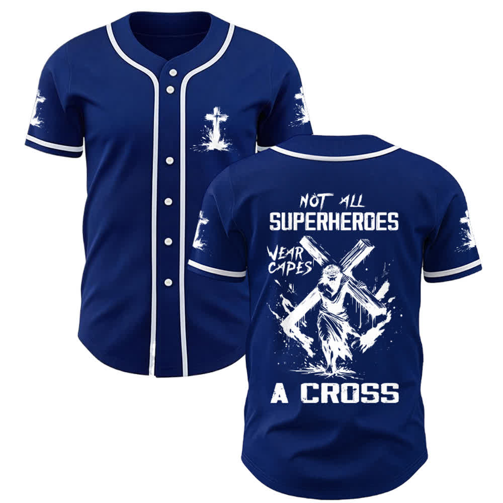 Christianartworkshop Nicht alle Superhelden tragen Umhänge Ein Kreuz Unisex Baseballtrikot - Marineblau - 5XL - image 19