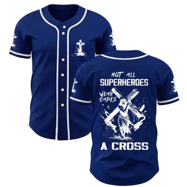 Christianartworkshop Nicht alle Superhelden tragen Umhänge Ein Kreuz Unisex Baseballtrikot - Marineblau - 5XL - image 19