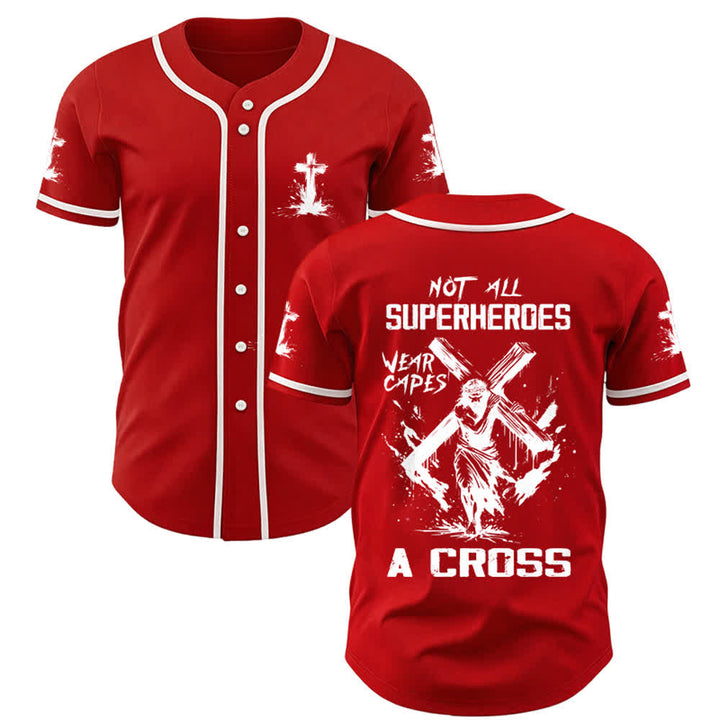 Christianartworkshop Nicht alle Superhelden tragen Umhänge Ein Kreuz Unisex Baseballtrikot - Rot - 5XL - image 10