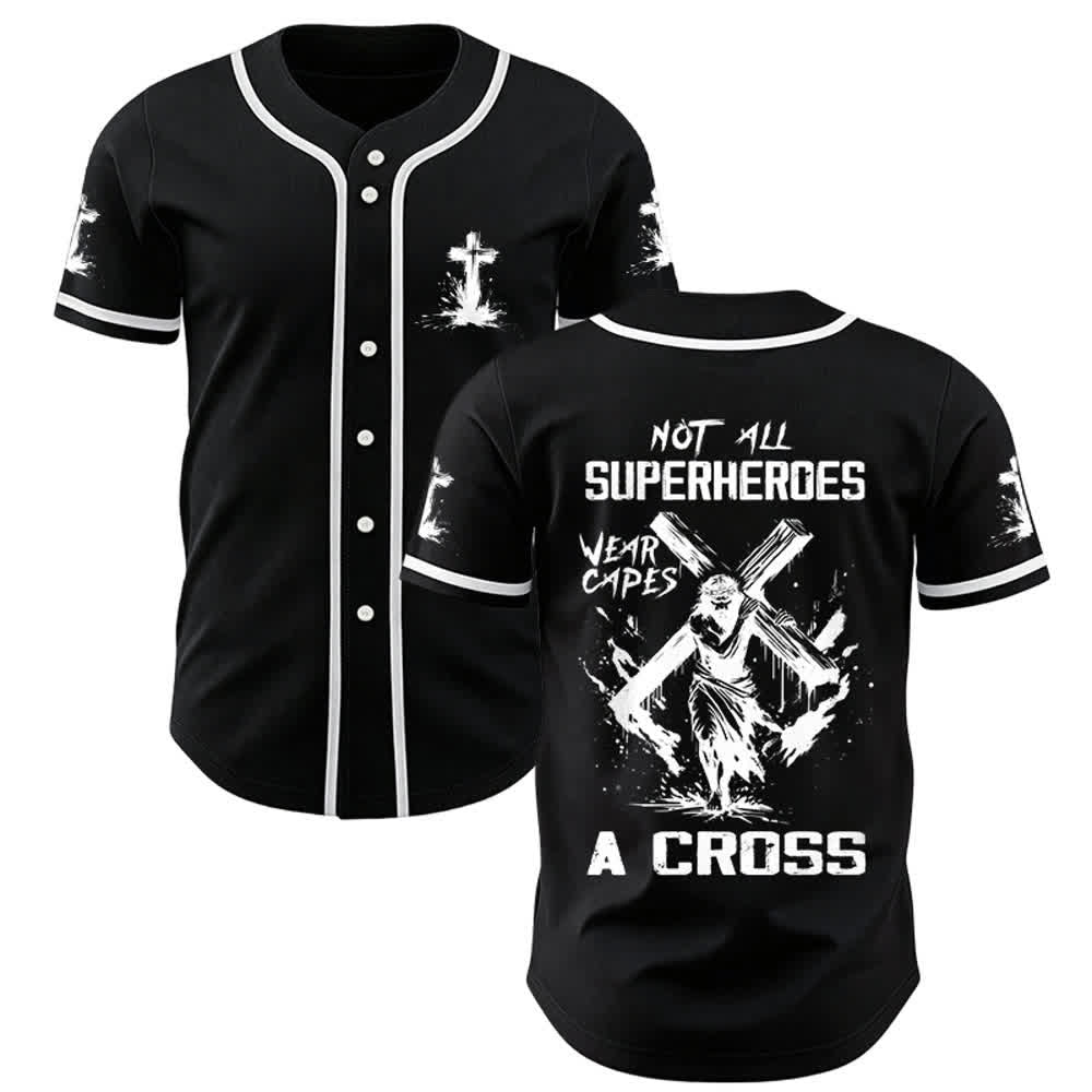 Christianartworkshop Nicht alle Superhelden tragen Umhänge Ein Kreuz Unisex Baseballtrikot - Schwarz - 5XL - image 7