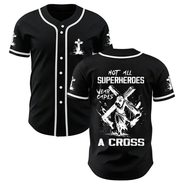 Christianartworkshop Nicht alle Superhelden tragen Umhänge Ein Kreuz Unisex Baseballtrikot - Schwarz - 5XL - image 7