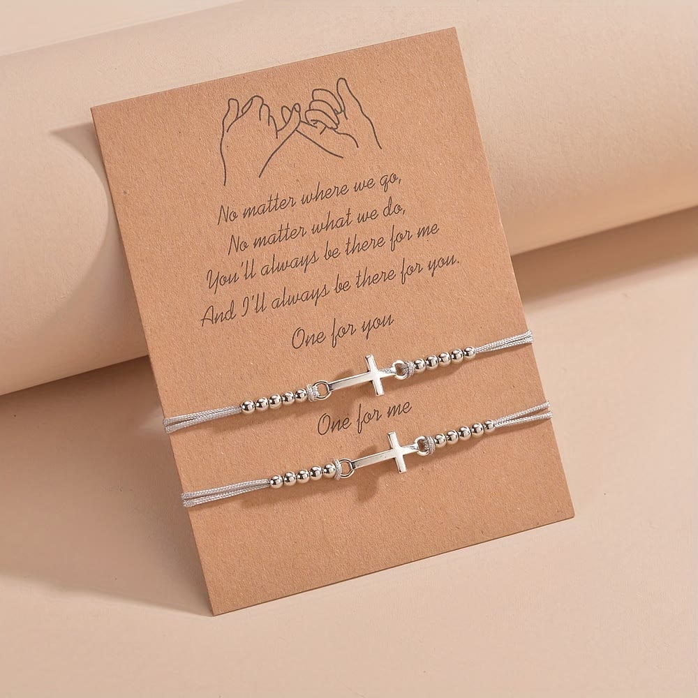 Christianartworkshop Aufwendig gearbeitetes Perlenarmband mit Kreuzmuster: Gewebt aus Glaube, Anmut und unerschütterlicher Liebe - Helles Silber - image 0