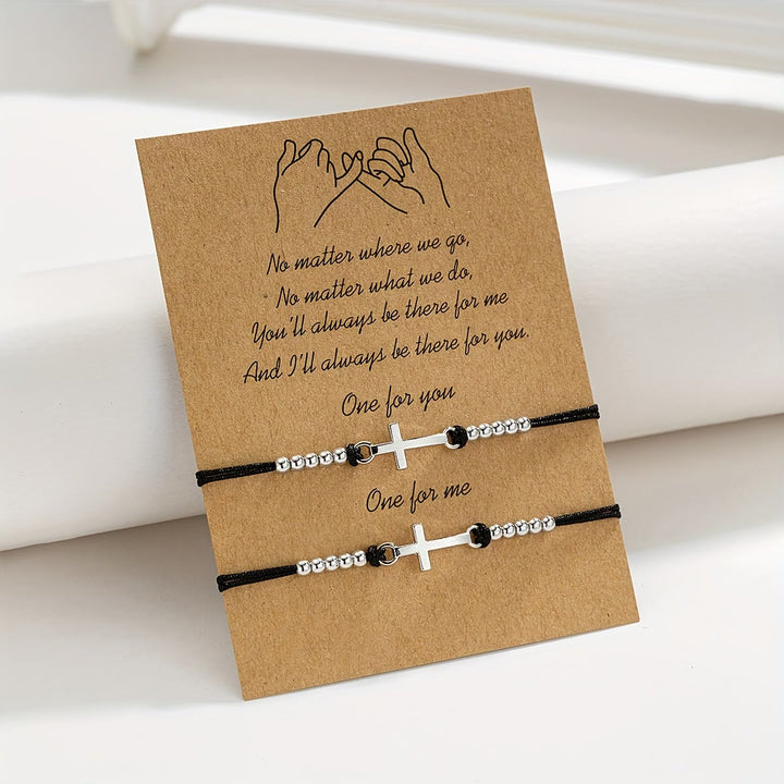 Christianartworkshop Aufwendig gearbeitetes Perlenarmband mit Kreuzmuster: Gewebt aus Glaube, Anmut und unerschütterlicher Liebe - Schwarz - image 2