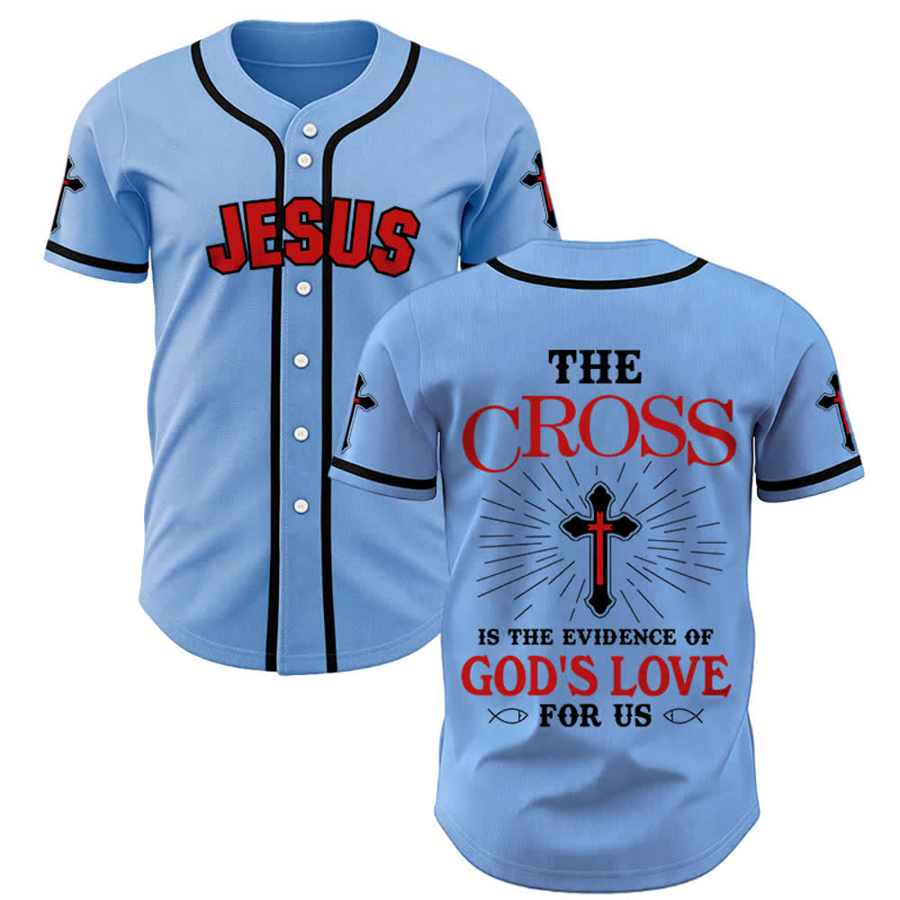 Christianartworkshop Das Kreuz ist der Beweis für Gottes Liebe Unisex-Baseballtrikot - Blau - 5XL - image 19