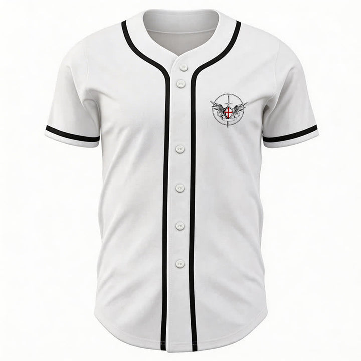 Christianartworkshop St. Michael Archangel Defend Us Unisex Baseball Jersey - image 6