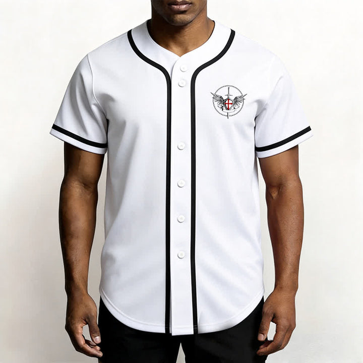 Christianartworkshop St. Michael Archangel Defend Us Unisex Baseball Jersey - image 2