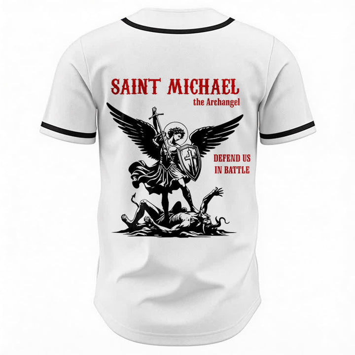 Christianartworkshop St. Michael Archangel Defend Us Unisex Baseballtrikot - image 5
