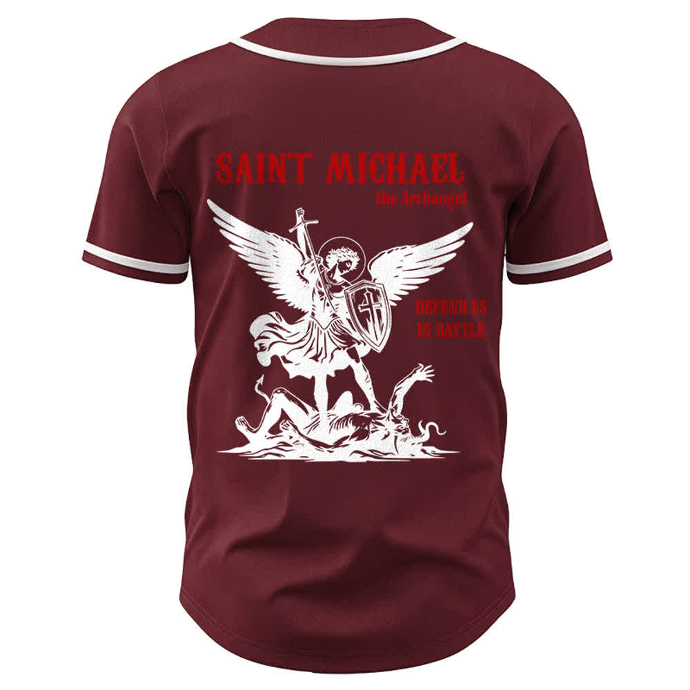 Christianartworkshop St. Michael Archangel Defend Us Unisex Baseballtrikot - image 14