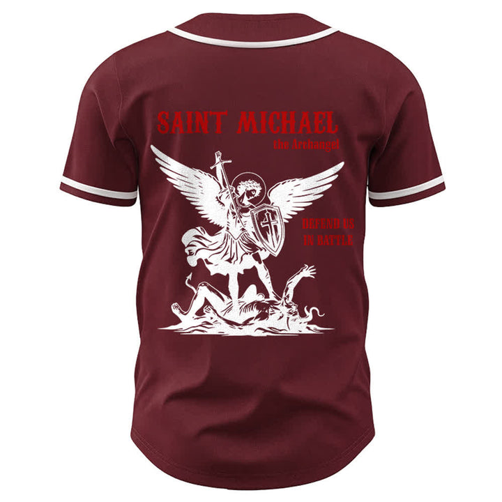 Christianartworkshop St. Michael Archangel Defend Us Unisex Baseballtrikot - image 14
