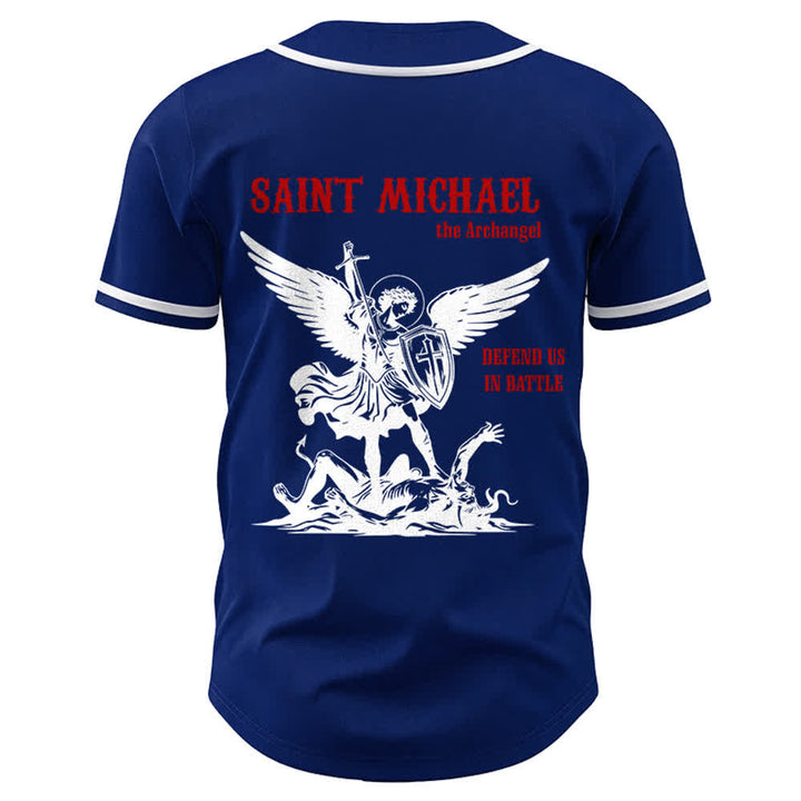 Christianartworkshop St. Michael Archangel Defend Us Unisex Baseballtrikot - image 20