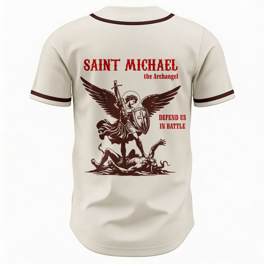 Christianartworkshop St. Michael Archangel Defend Us Unisex Baseballtrikot - image 26