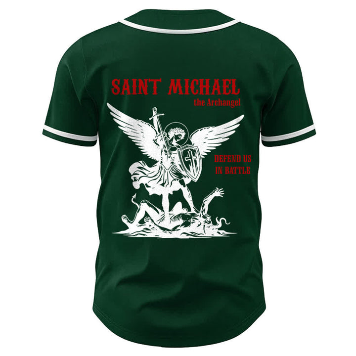 Christianartworkshop St. Michael Archangel Defend Us Unisex Baseballtrikot - image 23