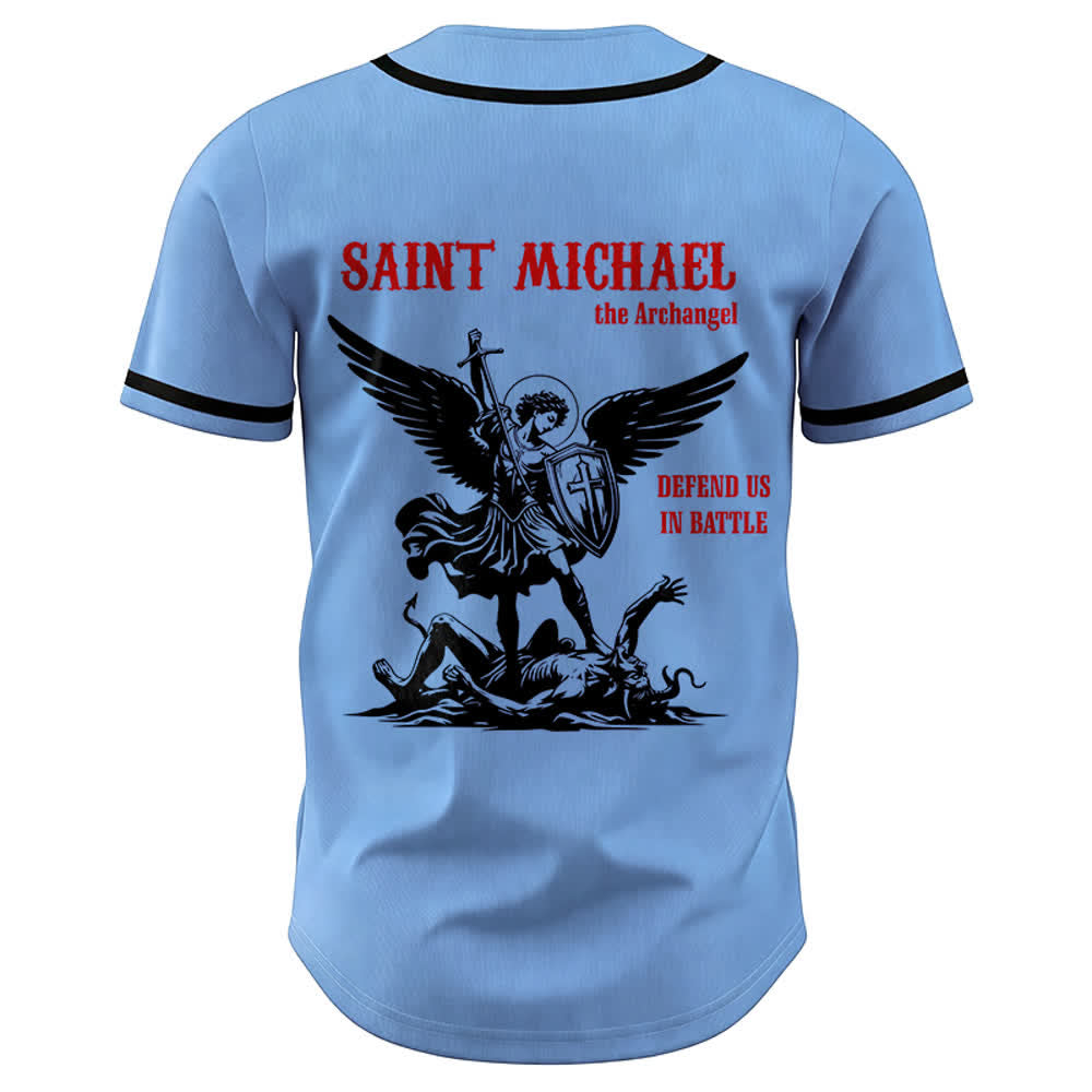 Christianartworkshop St. Michael Archangel Defend Us Unisex Baseballtrikot - image 17
