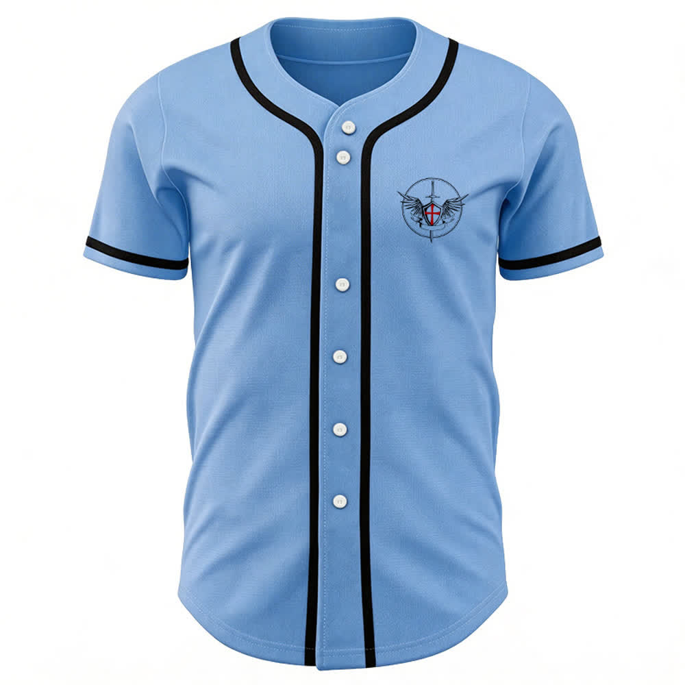 Christianartworkshop St. Michael Archangel Defend Us Unisex Baseball Jersey - image 18