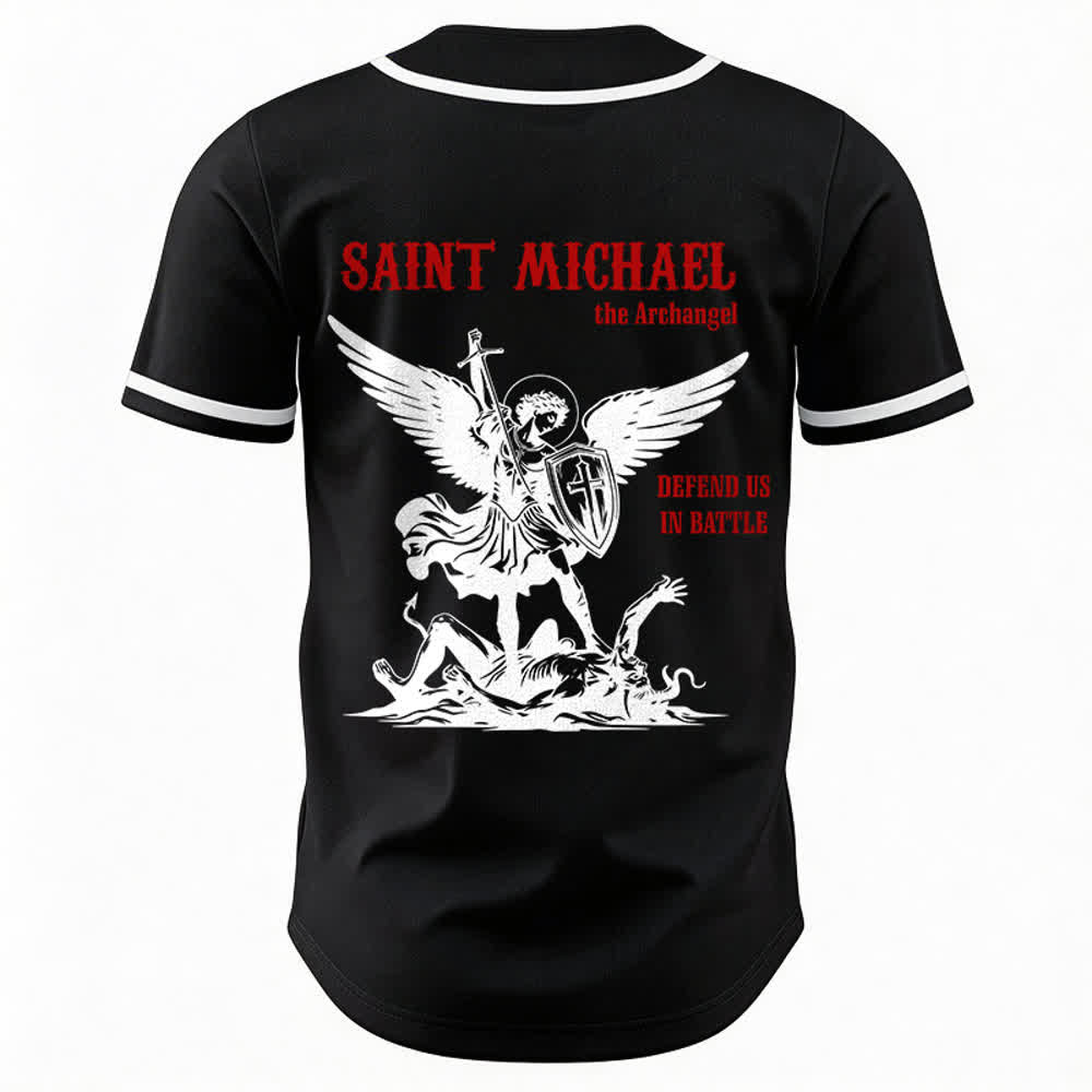 Christianartworkshop St. Michael Archangel Defend Us Unisex Baseballtrikot - image 8
