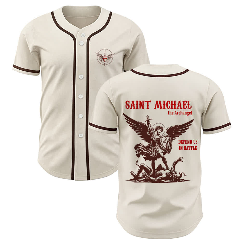 Christianartworkshop St. Michael Archangel Defend Us Unisex Baseballtrikot - image 27