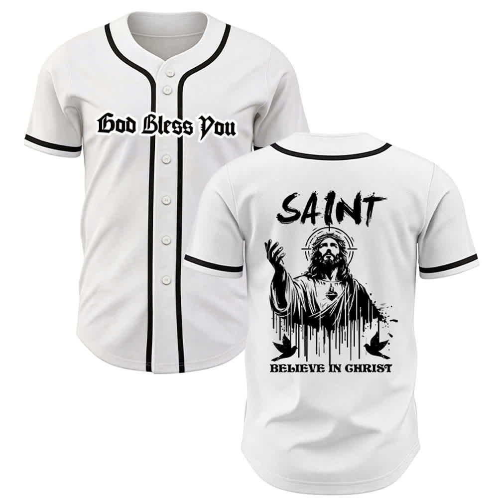Christianartworkshop Saint Believe In Christ Unisex Baseballtrikot - Weiß - 5XL - image 0