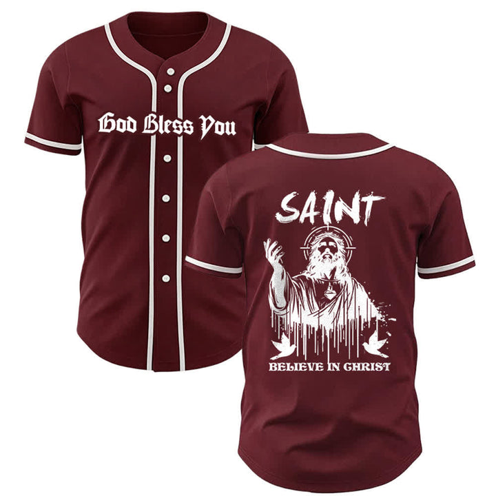 Christianartworkshop Saint Believe In Christ Unisex Baseballtrikot - Wein - 5XL - image 13