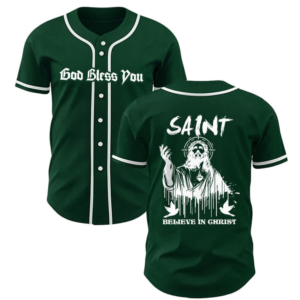 Christianartworkshop Saint Believe In Christ Unisex Baseballtrikot - Grün - 5XL - image 22