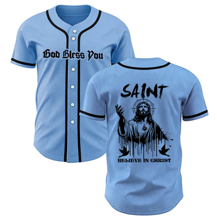 Christianartworkshop Saint Believe In Christ Unisex Baseballtrikot - Blau - 5XL - image 16
