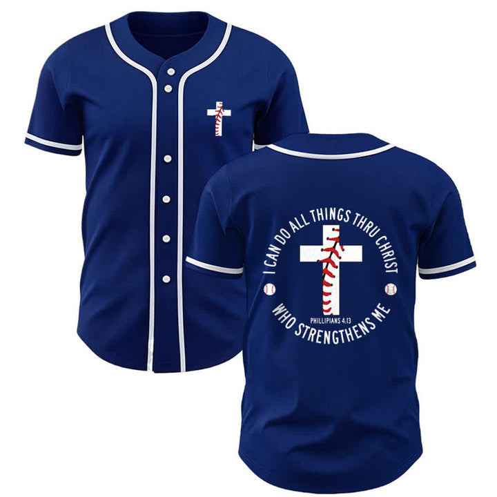 Christianartworkshop Philipper 4:13 Ich kann alles tun Unisex Baseballtrikot - Marineblau - 5XL - image 22