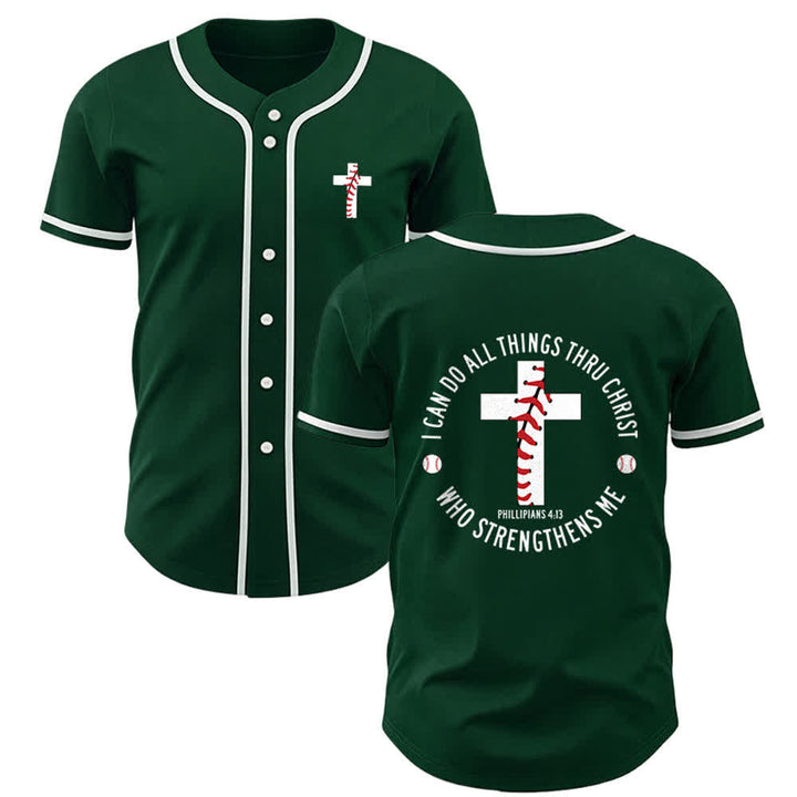 Christianartworkshop Philipper 4:13 Ich kann alles tun Unisex Baseballtrikot - Grün - 5XL - image 25