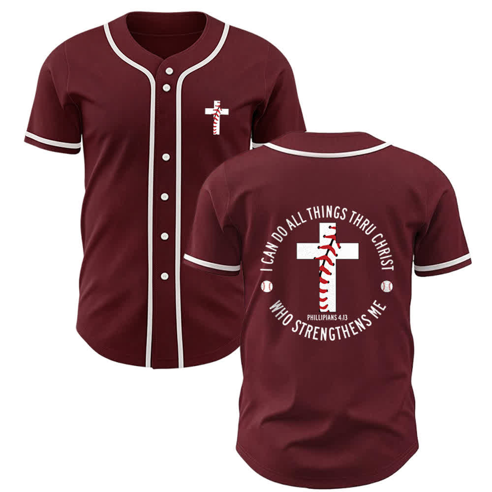 Christianartworkshop Philipper 4,13 Ich kann alles tun Unisex-Baseballtrikot - Wein - 5XL - image 16