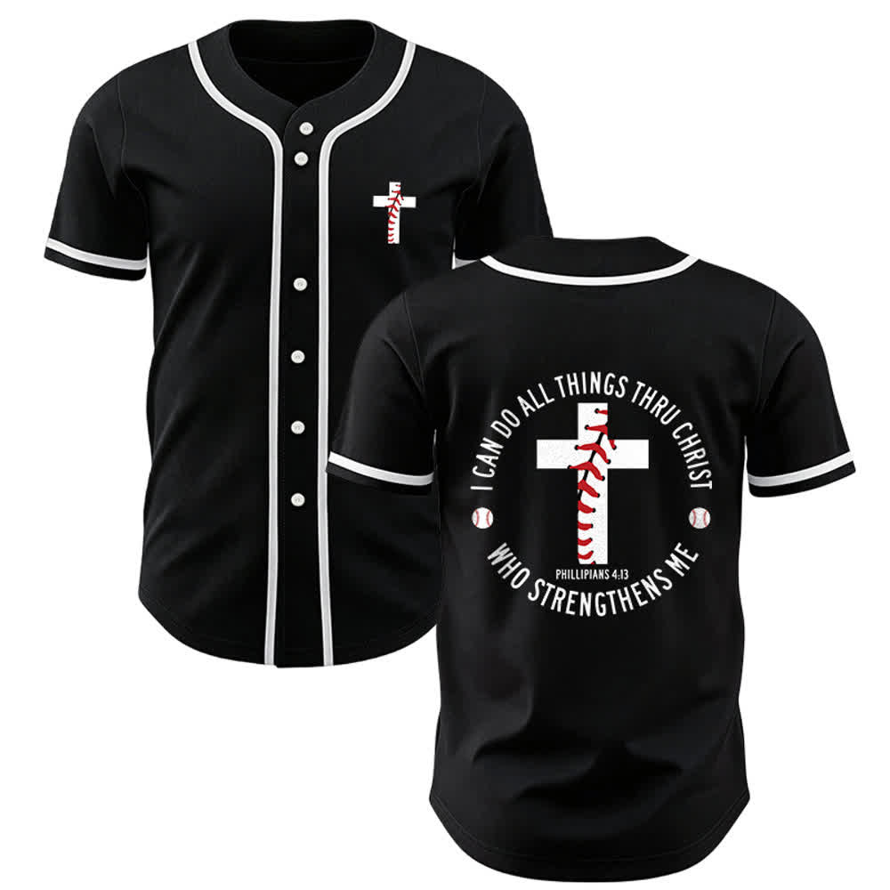 Christianartworkshop Philipper 4,13 Ich kann alles tun Unisex-Baseballtrikot - Schwarz - 5XL - image 10
