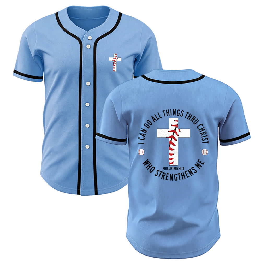 Christianartworkshop Philipper 4,13 Ich kann alles tun Unisex-Baseballtrikot - Blau - 5XL - image 19