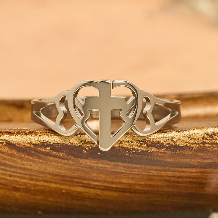 Christianartworkshop Zeitloser Herzkreuz-Ring, verstellbar: Ein Geschenk der Gnade und göttlichen Fürsprache - image 8