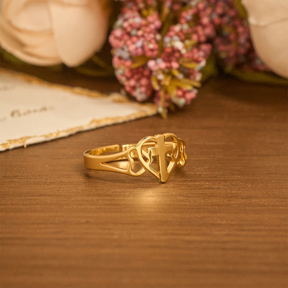 Christianartworkshop Zeitloser Herzkreuz-Ring, verstellbar: Ein Geschenk der Gnade und göttlichen Fürsprache - image 5