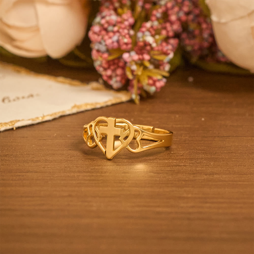 Christianartworkshop Zeitloser Herzkreuz-Ring, verstellbar: Ein Geschenk der Gnade und göttlichen Fürsprache - image 4