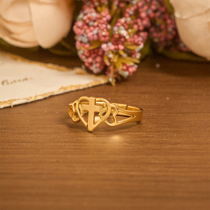 Christianartworkshop Zeitloser Herzkreuz-Ring, verstellbar: Ein Geschenk der Gnade und göttlichen Fürsprache - image 4