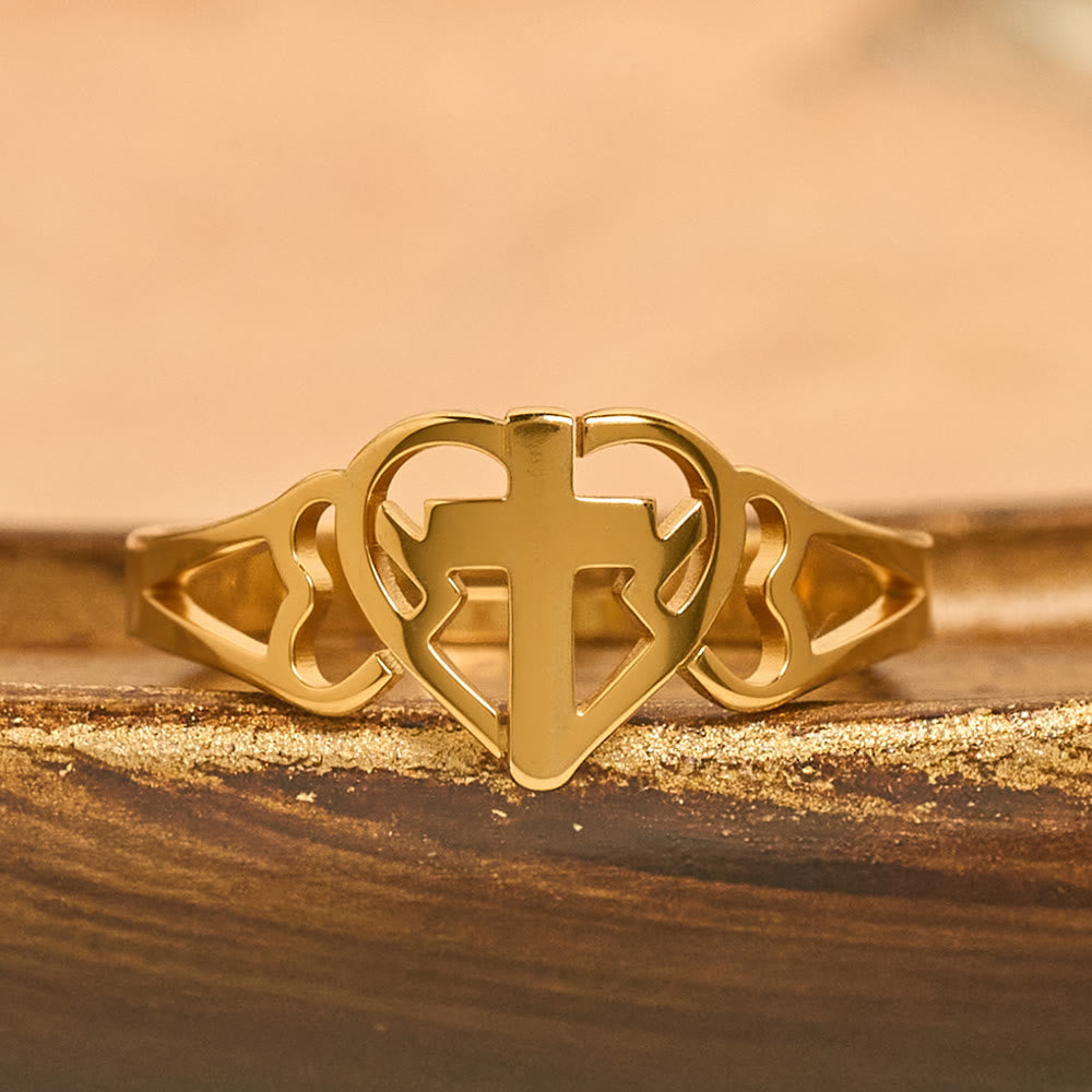 Christianartworkshop Zeitloser Herzkreuz-Ring, verstellbar: Ein Geschenk der Gnade und göttlichen Fürsprache - image 3