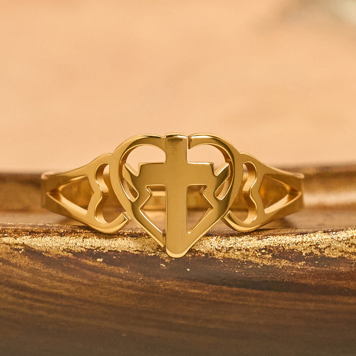 Christianartworkshop Zeitloser Herzkreuz-Ring, verstellbar: Ein Geschenk der Gnade und göttlichen Fürsprache - image 3